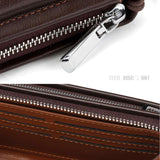 Portefeuille 22cmx11cmx3cm pu matériel marron porte-monnaie avec glissière protection et fermetures éclair porte-monnaie en cuir