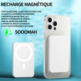 Batterie externe 5000mAh Blanc pratique Batterie externe magnétique Batterie Externe Magsafe Batterie Externe Magnétique sans Fil