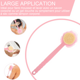 Boule de bain 36x12cm brosse de bain à long manche peut être utilisée pour le brossage et le massage baignoire double face rose