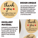 Thank you sticker 3.8cm calibre autocollants ronds auto-adhésifs 500 pcs pour fête anniversaire business emballage cadeau enveloppe