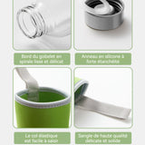 Bouteille d'eau en verre de 500 ml de grande capacité résistante à la chaleur facile à transporter avec filtre matériau sûr vert