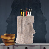 Porte-stylos moderne et simple en résine de grès Ornement créatif de l'île de Pâques Décoration du bureau et de la maison