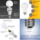 Ampoule 9W 1 lot de 10 pièces ampoule LED très brillante lumière blanche froide de 6500K ampoule E27 protection des yeux domestique