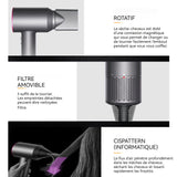 Seche cheveux professionnel Ionique 1600w LED 3 vitesses,4 températures,silencieux,sèche-cheveux ionique avec 1 diffuseur 4 buses