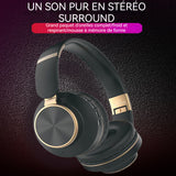 Casque anti bruit adulte 200mah bluetooth 4,2 FM autonomie de 4h monté sur la tête 3D stéréo pliables casque bluetooth sans fil