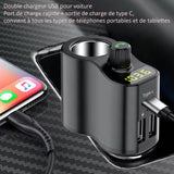 Transmetteur FM LED bluetooth FM de voiture charge rapide et port USB adaptateur bluetooth voiture chargeur voiture allume cigare