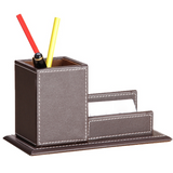 Porte-stylo 20x10x10cm pour cartes de visite en cuir porte-stylo multifonctionnel de stockage de cartes de visite de bureau marron