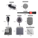 Set de brosses pour le lavage de voiture 10 pièces Gris crypté Brosse pour pneus de voiture Brosse pour roues