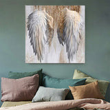 Peinture à l'huile sur fond de mur  Peinture à l'huile sur toile Rétro scandinave  Ailes d'ange Décoration de salon  60cm*60cm