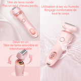 Rasoir electrique femme 800mAh 2 en 1 epilateur electrique femme avec écran LCD peut être utilisé humide ou sec cadeaux femmes