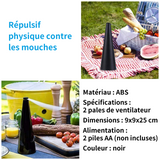 Ventilateur anti mouche 3 pcs répulsif à pale avec des pales souples pour eloigner les mouches répulsif anti mouche pour BBQ fêtes