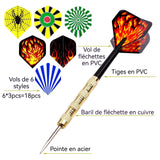 Fléchettes 15 cm Pointe aiguille en acier 6 types de tiges en PVC Convient à tous les joueurs de fléchettes Flechette Pointe Acier