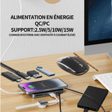 Station d'accueil qc/pc alimentation électrique élevée 2,5w15/10w/15w conception magnétique pour un chargement sans fil plus stable