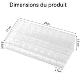 Organisateur de Bureau 25 x 11 x 7,5cm 36 compartiments Matériau PS Transparent multifonction Boîte de rangement pour rouge à lèvres