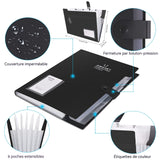 Trieur A4 avec 8 compartiments accordéon porte document support extensible imperméable plastique organiseur pour bureau école noir