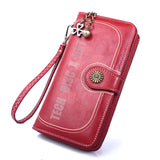 Sac de téléphone portable en cuir huilé sac à monnaie à fermeture éclair long porte-monnaie pour femmes porte-carte
