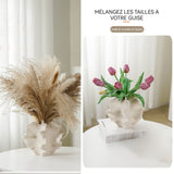 Pots de fleurs 17x17cm vase végétarien en céramique blanche givrée pour la décoration de la maison et l'artisanat objet decoratif
