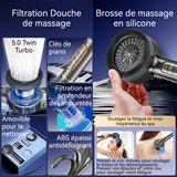 Pomme de douche pressurisée Réglage à quatre vitesses Boutons de piano Démontable pour le nettoyage ABS épais Pomme de douche