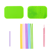 Jouet 11pcs tableau d'activités sensorielles pour développer les compétences manuelles jouets silicone pour enfants casse-tête vert
