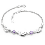 Bracelet 925 argent massif dauphin avec améthyste pour femmes bijoux cadeaux pour l'anniversaire de noël saint valentin cadeaux