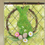 Couronne de Pâques décoration en bois simulation de fleurs lapin suspension de porte décoration intérieure rustique de bureau