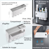 Porte-brosses à Dents 370x188x100cm Stockage tout-en-un décoratif pour Salle de Bain Support Mural Distributeur de Dentifrice