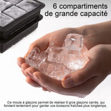 Bac à glaçons en silicone 2 Pièces 16 Compartiments Moule a Glacon Bac Glacon Silicone cubes 5 cm réutilisable noir
