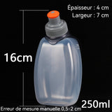 Bouteille d'eau en pp 250ml 16x7x4cm avec boucle portable petit gourde sport pour course à pied l'escalade camping transparent