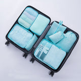Ensemble de sacs de rangement de voyage Trousse de toilette pliante en huit pièces Sac de rangement pour vêtements Sac de voyage