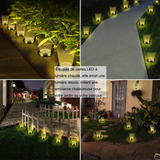 Lampe solaire extérieur 4 pièces lampe solaire au sol etanche IP65 lumière chaude spot solaire pour jardin pelouse borne solaire