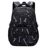 Sac à dos 47x35x19cm cartable enfant Cartable garçon léger grande capacité multi-compartiments fermeture éclair lisse noir mode