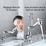 Robinet 33cm robinet pivotant universel mitigeur lavabo chaud et froid 2 modes pivotant hauteur réglable interrupteur flexible