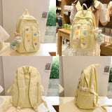 Sac à dos scolaire 42x30x14cm campus cartable mignon oreilles de lapin sac à dos léger grande capacité mignon simple jaune cartable