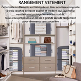 Rangement vetement 3 pcs 60x40x35cm sac rangement pour vêtements couette déménagement boîte de rangement  vêtements tissu non tissé