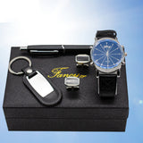 Nouvel ensemble créatif de quatre pièces de montres, boutons de manchette, stylos, porte-clés, coffret cadeau compagnon pratique