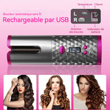 Fer à friser automatique 5000mah 16-20mm écran lcd chargement de type-c fer à boucler avec 6 réglages de température et de temps