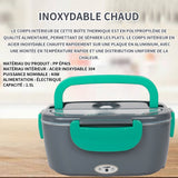 Lunch Box chauffante electrique 24x10.8x17cm boîte Isotherme repas chaud pour voiture camion bureau travail acier inoxydable