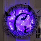 Guirlande de décoration Halloween Diamètre 30cm Conception lumineuse guirlande de chauve-souris porte suspendue pour Halloween