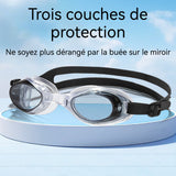 Lunettes de natation 16,5x3,5cm lunettes de natation HD étanches et antibuée pour adultes en silicone doux pour la peau monobloc