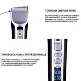 Tondeuse cheveux hommes professionnel tondeuse barbe et cheveux homme tondeuse barbe sans fil tondeuse à cheveux kit avec ecran LED
