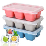 Bac à glaçons en silicone 3 Pièces 18 Compartiments Moule a Glacon Bac Glacon Silicone cubes 45mm réutilisable Rouge Gris Bleu
