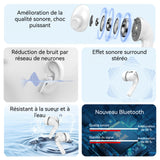 Écouteurs bluetooth 5.4 écran LED autonomie de 36 heures microphone antibruit étanchéité IPX5 fonctionnement tactile blanc écouteurs