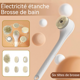 Brosse Dos Douche 1200mA Nettoyage en profondeur 6 modes Résistant à l'eau IPX7 Chargement USB Brosse De Douche éLectrique blanc