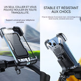 Support telephone moto 14,8x9,7x5cm 360 degrés rotation résistant aux chocs porte telephone velo pour téléphones de 4,7-7,0 pouces