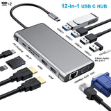 Station d'accueil Port USB 3.0 12 en 1 HDMI 4K Port Ethernet Gigabit VGA Chargement PD Boîtier métallique Bonne compatibilité