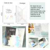 arte de voeux 19,5x11cm carte de vœux tridimensionnelle gâteau pailleté anniversaire bénédiction écrite à la main carte postale