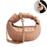 Sac tissé pour femme à la mode messenger croissant sac nouveau sac en cuir chaîne ride boulette sac en cuir véritable aisselle