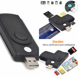 Lecteur carte identité belge 5 en 1 pour carte à puce carte SIM/carte SD/MMC/micro TF lecteur de carte CAC lecteur carte à puce