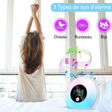 Simulateur d'aube 2000mah  5W Avec réglage de la luminosité à 4 niveaux et écran LCD Lampe de chevet couleur lecteur de musique