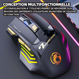 Souris gaming sans fil 2.4 g/bluetooth lumière respiratoire colorée 7 boutons programmables souris gaming de rechargeable noir